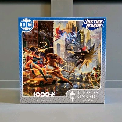 DC Justice League 1000 件 Ceaco 拼图 DC 女式 Thomas Kinkade Studios — 第 1/3 张图片