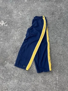 Vintage y2k Nike Track Pants Mens xl Navy Gold Cargo Pocket Jersey Lined Nylon - Picture 1 of 9