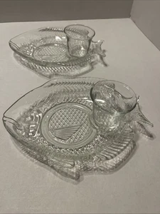 8-teiliges Set Klarglas Teller in Fischform mit Dipp-Saußenbechern - Bild 1 von 6