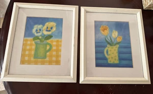 Sue Williams Floral Print with White Frame Set Of 2 13” X 12” Frame - Picture 1 of 15