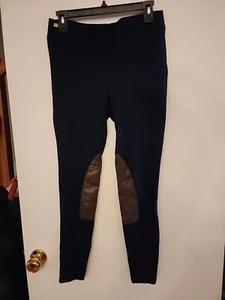 Ralph Lauren Black Label Women’s Navy Faux Leather Trim Leggings Pants Sz M - Picture 1 of 11