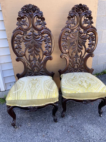 PAIR OF J. H. BELTER LAMINATED PIERCED CARVED ROSEWOOD CHAIRS Cover