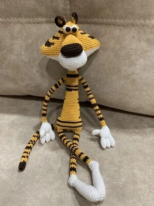 KNITTED TOY - Tiger - 37 cm SOFT HANDMADE NEW AMIGURUMI Animal Pets Beast Cat - Picture 1 of 8