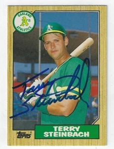 Autographed 1987 Topps TERRY STEINBACH Oakland A's card #117T w/ COA  - Picture 1 of 1