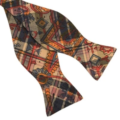 Brooks Brothers Para Hombres Beige Azul Marino Algodón Cuadros Madras Pajarita Italia Nueva Con Etiquetas Foto 1 de 2