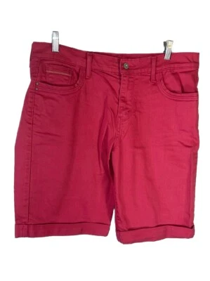 Pantalones Cortos Levis Mujer Elastizados Denim Rosa Salmón Midi Jean Talla 12 Puños 5 Bolsillos Foto 1 de 4