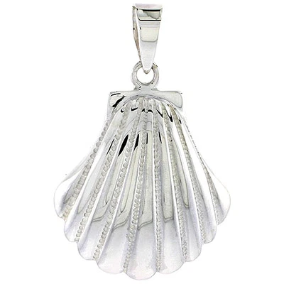 Argento Sterling Perfetto Qualità Dentellata Conchiglia Ciondolo, Italiano Box - Immagine 1 di 2