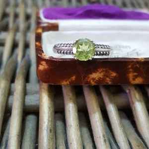 925 Sterling Silver Ring, Natural Peridot And Zircon Ring, Size S US 9 - Picture 1 of 7