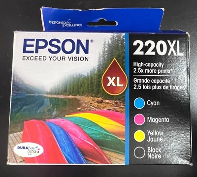 Epson 220XL Black/Cyan/Magenta/Yellow Ink 4Pk Cartridges EXP 2026+ 9232 - Image 1 of 4