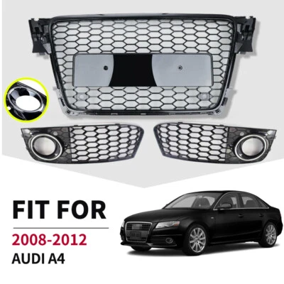 New For Audi B8 A4 S4 RS4 style 09-12 Front Henycomb Mesh Bumper Grill grille - Image 1 of 4