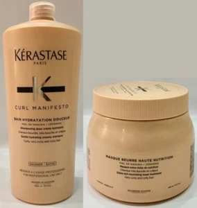 Bain Hydratation Douceur 1000ML + Masque Beurre Nutrition 500ML Kerastase - Picture 1 of 1