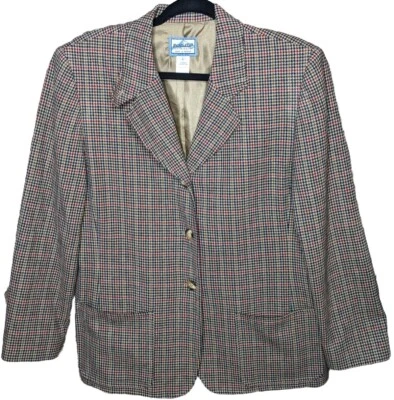 Vintage Pendleton Blazer Women's 100% Virgin Wool Hounds Tooth Size Petite Large - Image 1 of 4