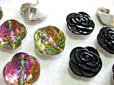 5 große Jacken-,Mantel-Knöpfe Rosen Blumen Ösenknöpfe 35mm  K205E - Bild 1 von 2