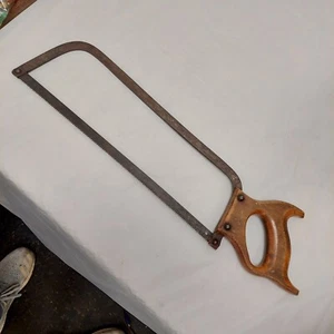 Antique Saw Hacksaw H. WILSON Rare Vintage Wood Handle Farm Tool Butcher Meat - Picture 1 of 6