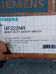 Siemens HF222NR Heavy Duty Safety Switch 2P, 60A, 240-250VDC, N3R, Type HS Hub - Picture 1 of 9