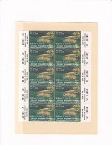 1986 Maryland Trout Stamp with Tabs #38 Senior Sheet of 10 - Picture 1 of 1