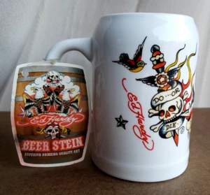 TAZA DE CALAVERAS ARTÍSTICAS DE CALIDAD SUPERIOR ED HARDY BEER STEIN ¡LÚPULO BLANCO ETERNO! - Imagen 1 de 16