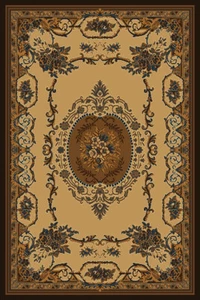 BEIGE medallion EUROPEAN area rug 8x11 FRENCH carpet : Approx 7' 10" x 10' 10" - Picture 1 of 1
