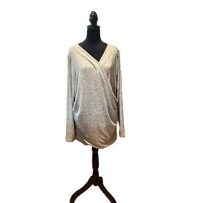 Lane Bryant Women's Heather Gray Pullover Sweater Gathered On OneSide Size 22/24 - Image 1 of 4