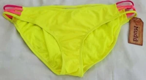 Mudd Womens Yellow Bikini Swimsuit Bottom Pink Coral Juniors Swimwear NWT - Picture 1 of 7