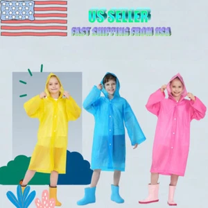 Waterproof  Raincoat Rain Coat Hooded Poncho Rainwear US - Picture 1 of 29