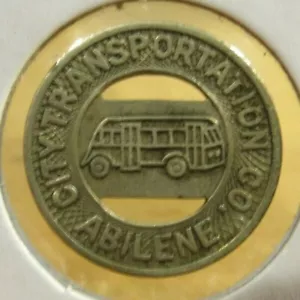 1948 City Transportation Co. Abilene, TX Transit Bus Token - Texas - Foto 1 di 2