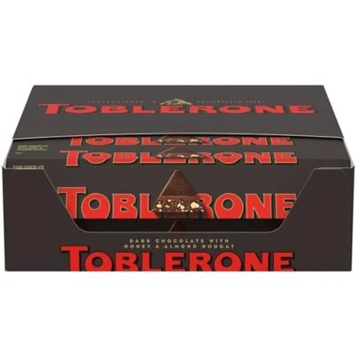 Barra de chocolate negro Toblerone con turrón de miel y almendras, barras de 20 - 3,52 oz  Foto 1 de 4