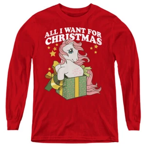 My Little Pony Kids Long Sleeve Shirt All I Want for Christmas Red - Picture 1 of 1