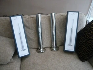 GEORG JENSEN STUNNING PAIR LARGE FLOOR STANDING CANDLESTICK POLISHED STAINLESS - Picture 1 of 16