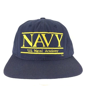 Vtg Navy US Naval Academy Cap Glued Tag Game Bars Logo USA Snapback Baseball Hat - Picture 1 of 12