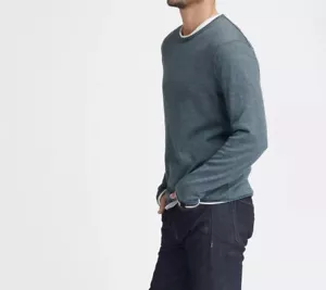 NWT Rag and Bone Merino Wool Trent BLUE Knit Crew Neck Sweater Cotton Linen XXL - Picture 1 of 6