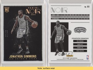 2015 Panini Noir Gold Color Rookies Parallel /10 Jonathon Simmons #191 Rookie RC