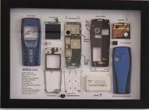 Nokia 7250i Teardown Art, With Frame, Disassembled wall Art (Handmade) Unique - Picture 1 of 8