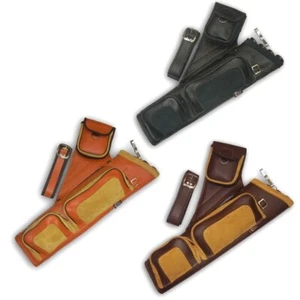 4 TUBES LEATHER RECURVE/COMPOUND/LONGBOW ARROW BAG SIDE/HIP/WAIST BELT QUIVER - Picture 1 of 10