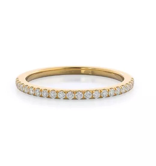 925 Silver 18k Gold Plated Half Eternity Band Promise Ring Women Christmas Gift - Image 1 of 1