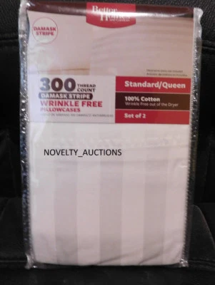 Fronhas Better Homes 300 fios listras damasco sem rugas brancas - Imagem 1 de 3