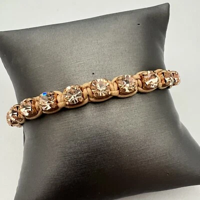 Pulsera con cordón de diamantes de imitación fósiles de oro rosa Foto 1 de 4