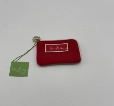 NUEVO CON ETIQUETAS Vera Bradley Clip de Esquina Cremallera Deco Rojo Monedero Identificación Llavero Foto 1 de 4