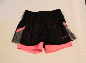Girls 6X Black/Pink CHAMPION C9 Double Athletic RUNNING SHORTS Mesh Knit BIKE - Picture 1 of 1