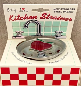 Billy-joe Enamel Kitchen Sink Strainer Red Apple Stainless Steel Teacher Gift - Picture 1 of 3