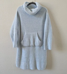Softies Women's 2x / 3x Marshmallow Slouch Turtleneck Lounger Blue Cozy Dress - Picture 1 of 15