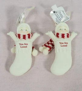 Snowbabies in Stocking you are loved Ornaments ~ Dept. 56 ~ Lot/2 ~ NWT  - Picture 1 of 4