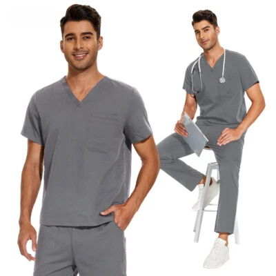 Blusa Médica Cuello en V + Pantalón Médico Ropa de Enfermería S-3XL Uniformes Médicos Manga Corta Foto 1 de 4
