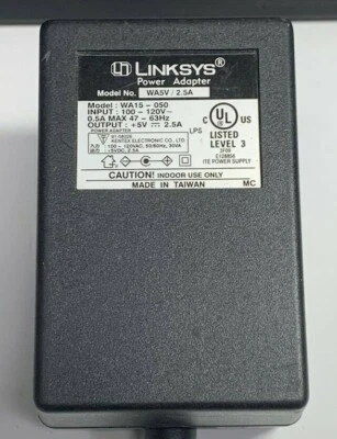 Linksys AD5V Adaptador de CA Salida DC 5V 2.5A Fuente de Alimentación Modelo WA15 Foto 1 de 4