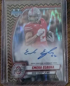 2024 Emeka Egbuka Bowman Chrome U Black Gold Stealth REF Autograph Auto /24 OSU - Bild 1 von 3