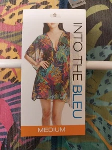 Into The Bleu Size M - WOMEN'S tropical Pattern Swimsuit Coverup - Picture 1 of 12