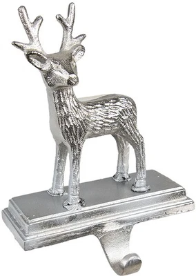 Clayre & Eef 6AL0071 Weihnachtsstrumpfhalter Rentier 15x9x21 cm Silberfarbig Hak - Bild 1 von 3