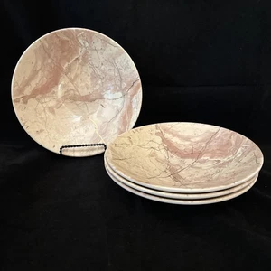 Dinewell Melamine Salad Bowls Set Of 4 Tan Marble Pattern w/Gold Streaks 7.75in - Picture 1 of 13