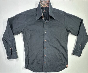 Bogosse Anzughemd Herren 4 schwarz Blumen Kontrastbesatz Knopfleiste Made in Turkey - Bild 1 von 4