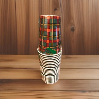 Tazas frías/calientes tartán de Navidad 24 Party Solutions 1998 Foto 1 de 3